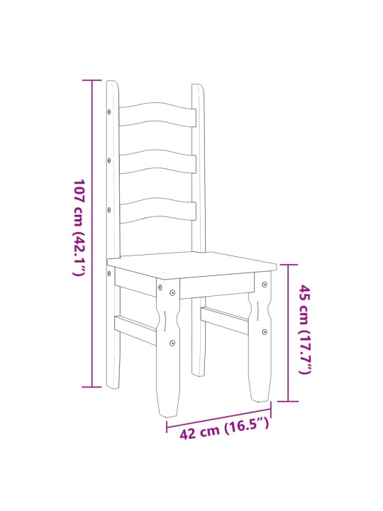 Ruokatuolit 2 kpl Corona harmaa 42x47x107 cm täysi mänty