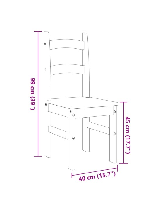 Ruokatuolit 2 kpl harmaa 40x46x99 cm täysi mänty