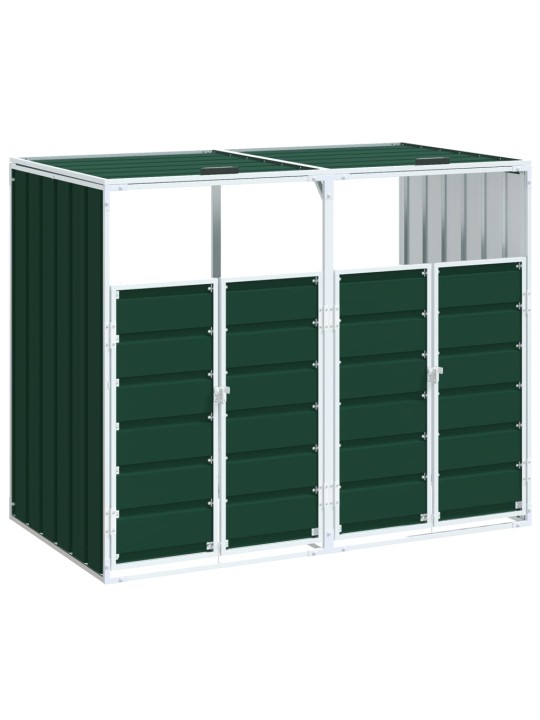 Wheelie bin säilytys kaksoisastioille vihreä 144x81x113cm teräs