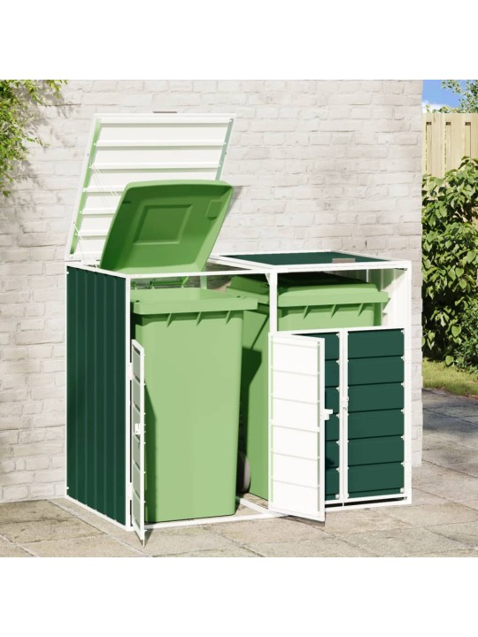 Wheelie bin säilytys kaksoisastioille vihreä 144x81x113cm teräs