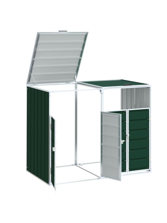 Wheelie bin säilytys kaksoisastioille vihreä 144x81x113cm teräs