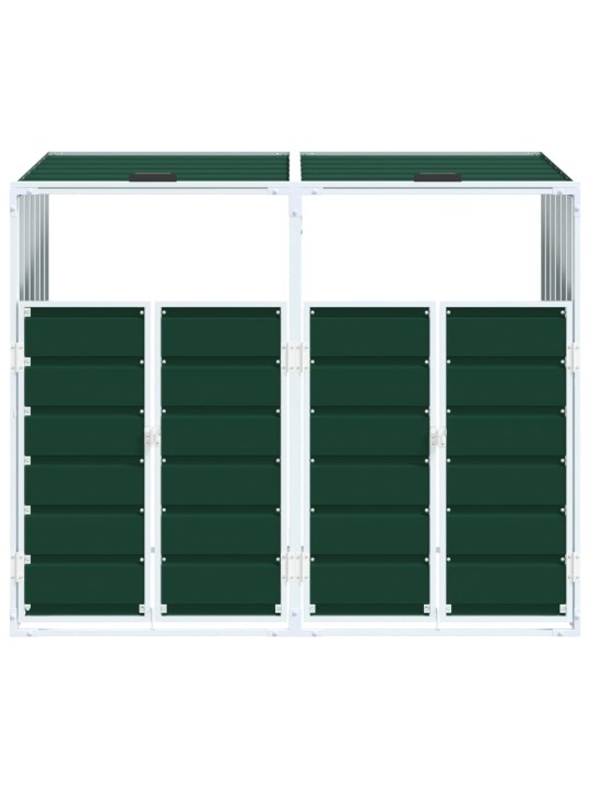 Wheelie bin säilytys kaksoisastioille vihreä 144x81x113cm teräs