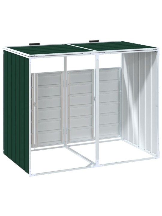 Wheelie bin säilytys kaksoisastioille vihreä 144x81x113cm teräs