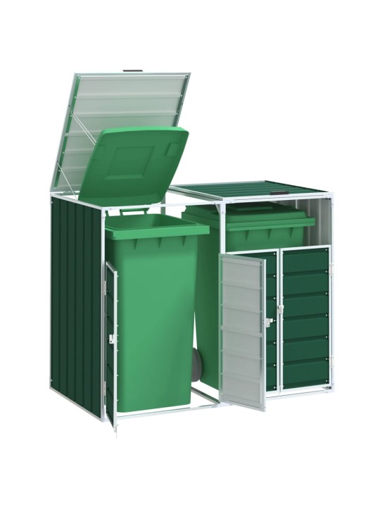 Wheelie bin säilytys kaksoisastioille vihreä 144x81x113cm teräs