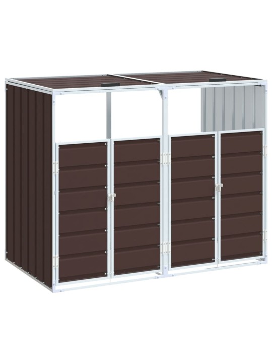 Wheelie bin säilytys double bins ruskea 144x81x113 cm teräs