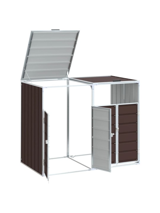 Wheelie bin säilytys double bins ruskea 144x81x113 cm teräs