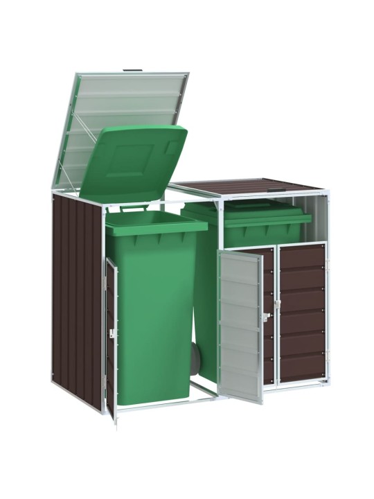 Wheelie bin säilytys double bins ruskea 144x81x113 cm teräs