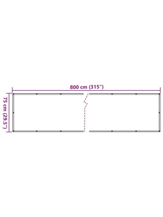 Parvekkeen yksityisyyssuoja antrasiitti 800x75 cm PVC