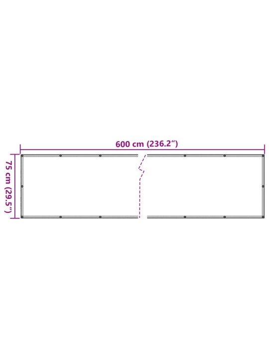 Parvekkeen yksityisyyssuoja harmaa 600x75 cm PVC