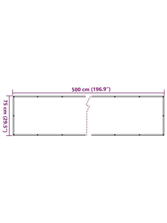 Parvekkeen yksityisyyssuoja valkoinen 500x75 cm pvc