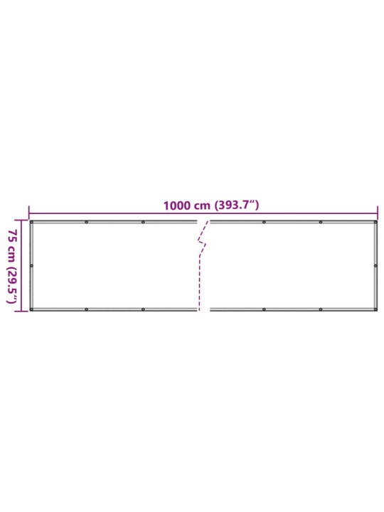 Parvekkeen yksityisyyssuoja valkoinen 1000x75 cm PVC