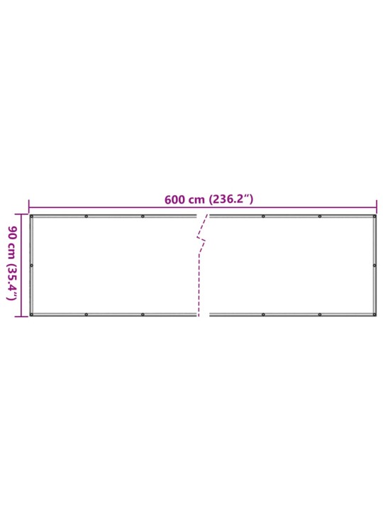 Parvekkeen yksityisyyssuoja antrasiitti 600x90 cm PVC