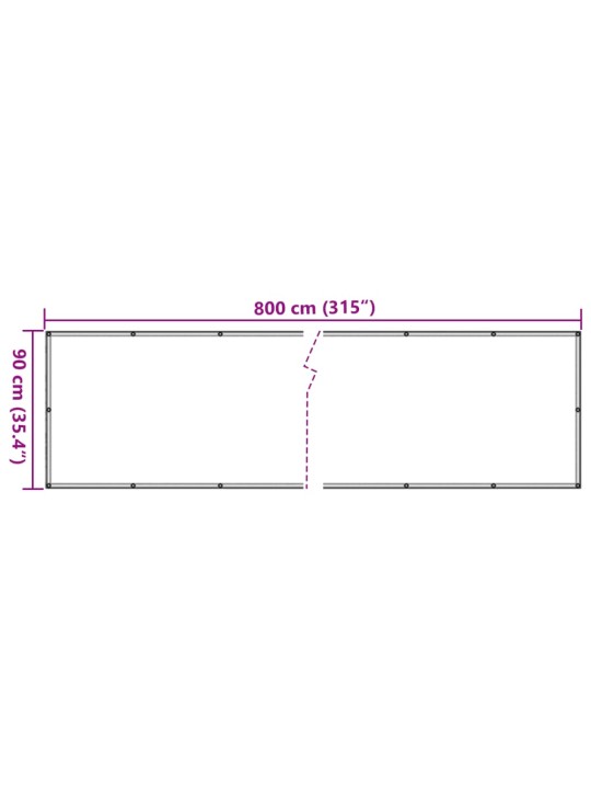 Parvekkeen yksityisyyssuoja antrasiitti 800x90 cm PVC