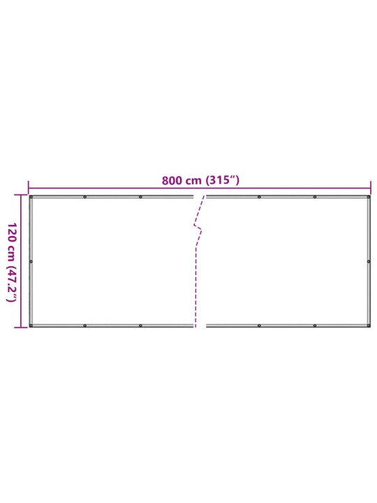 Parvekkeen yksityisyyssuoja antrasiitti 800x120 cm PVC