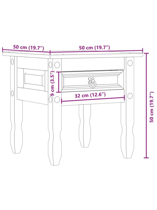 Sivupöytä Corona 50x50x50 cm täysi mänty