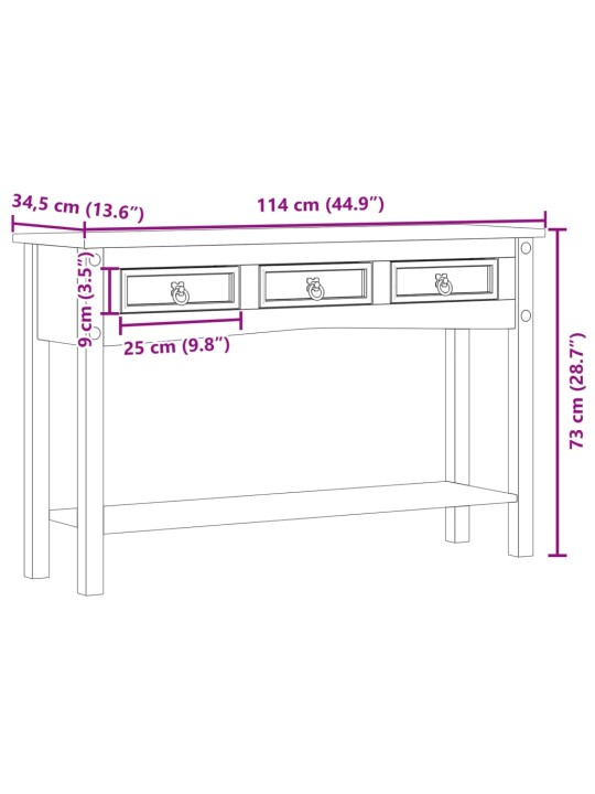 Konsolipöytä Corona 114x34,5x73 cm täysi mänty