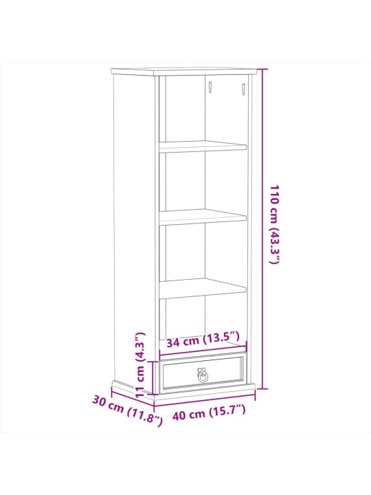 CD-kaappi Corona 40x30x110 cm täysi mänty