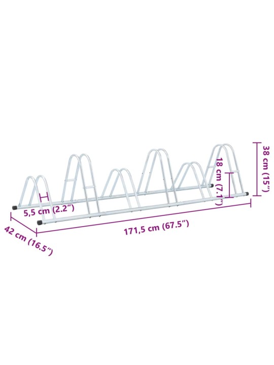 Pyöräteline 6 pyörälle vapaasti seisova galvanoitu teräs