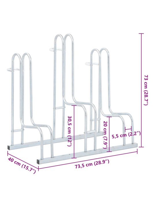 Pyöräteline 3 pyörälle vapaasti seisova galvanoitu teräs