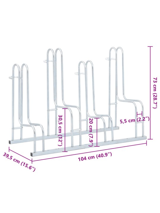 Pyöräteline 4 pyörälle vapaasti seisova galvanoitu teräs