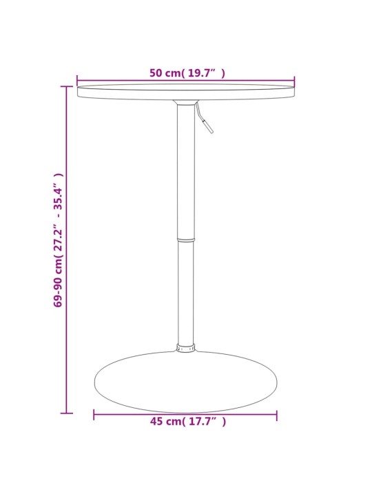 Baaripöytä musta 50x50x90 cm tekninen puu ja kromattu teräs