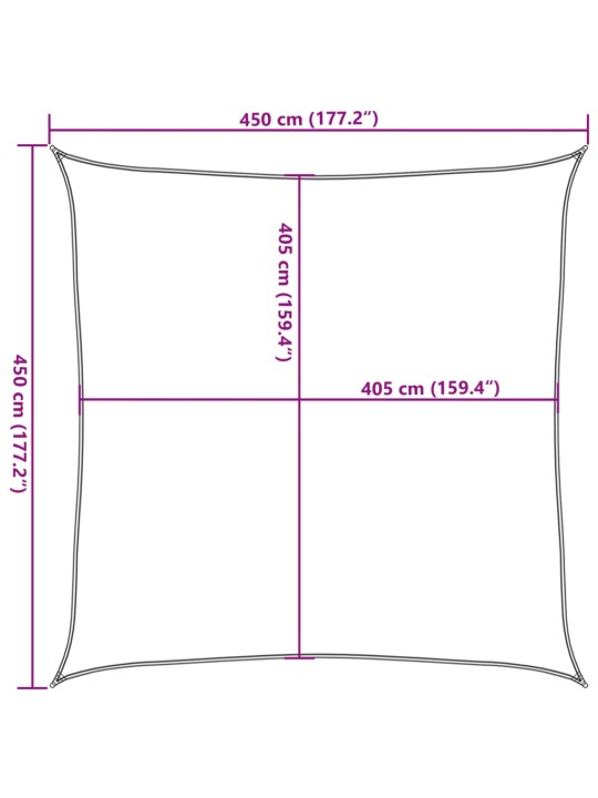 Aurinkopurje 160 g/m² vaaleanharmaa 4,5x4,5 m HDPE