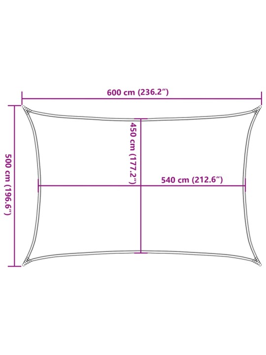 Aurinkopurje 160 g/m² suorakaide vaaleanharmaa 5x6 m hdpe