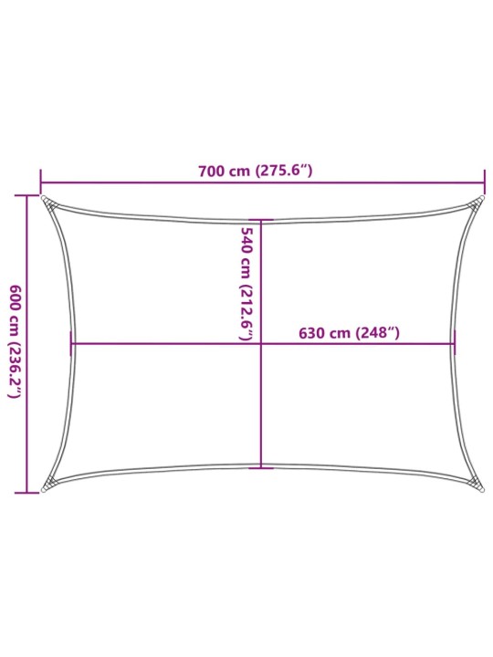 Aurinkopurje 160 g/m² suorakaide vaaleanharmaa 6x7 m hdpe