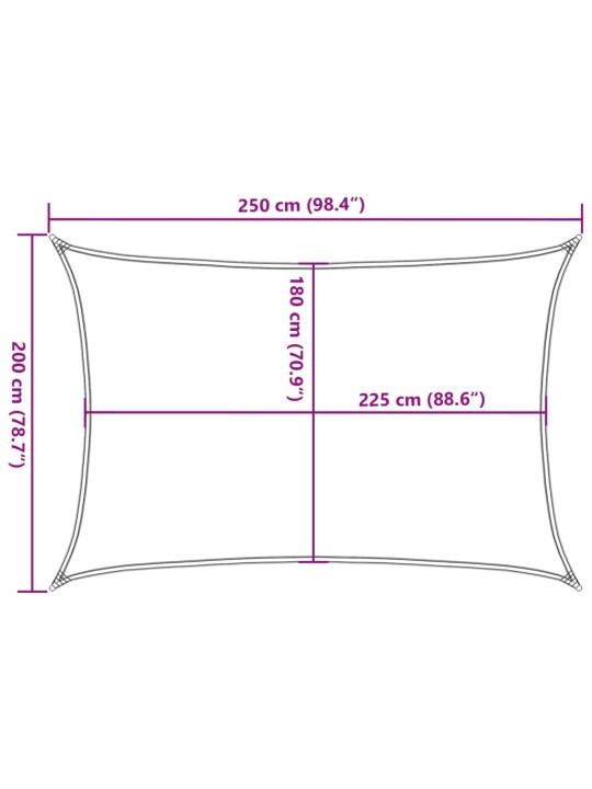 Aurinkopurje 160 g/m² suorakaide hiekka 2x2,5 m hdpe