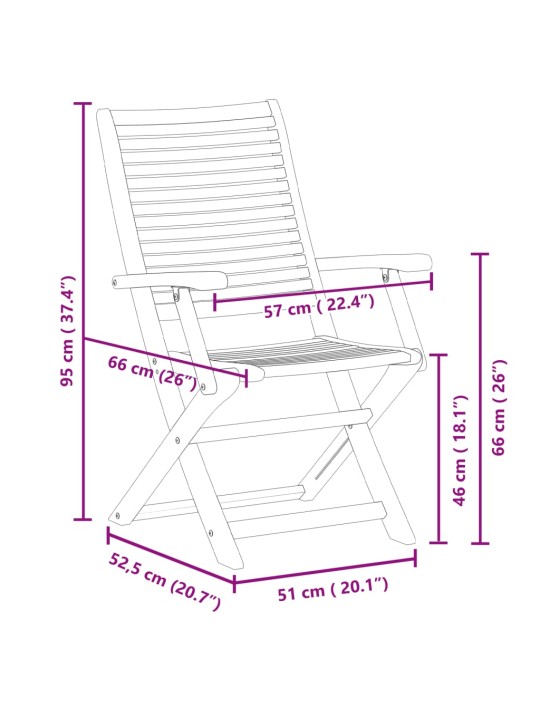 Taitettavat puutarhatuolit 4 kpl 57x66x95 cm akasiapuu