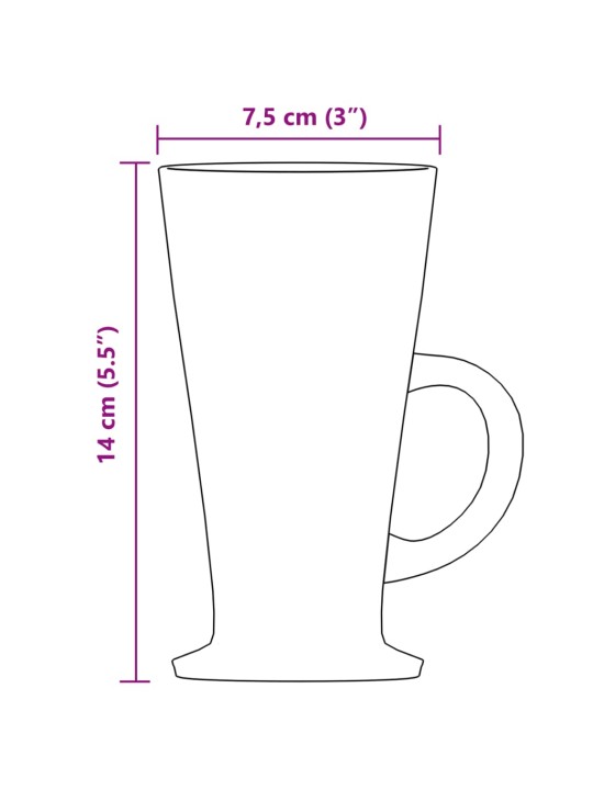 Lattelasit kahvalla 6 kpl 250 ml