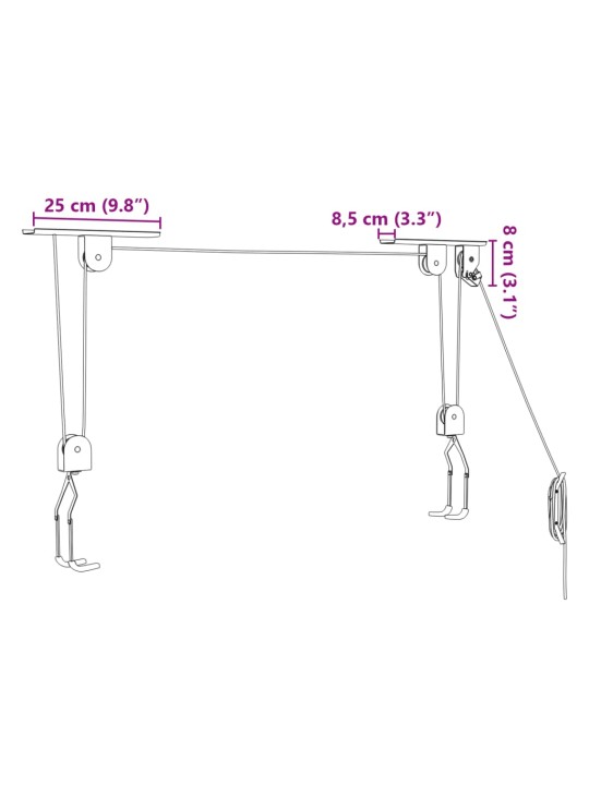 Pyörännostimet kattokiinnikkeellä 2 kpl 20 kg