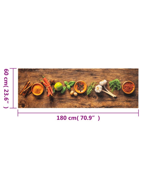 Keittiön pestävä matto mausteet 60x180 cm sametti