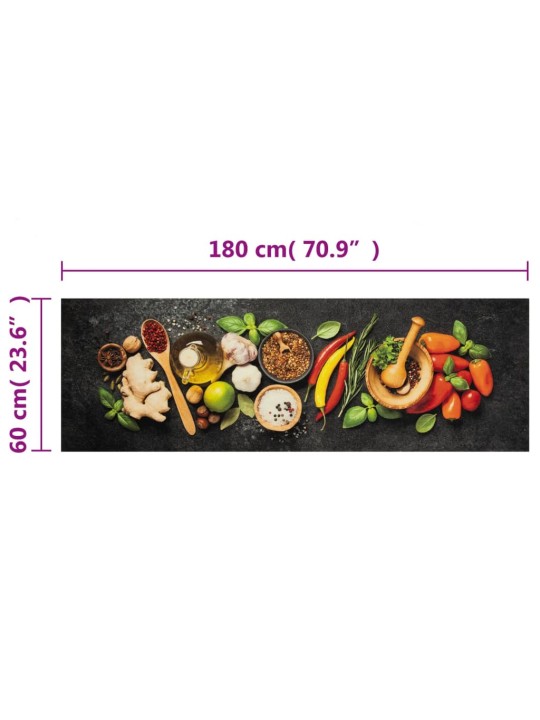 Keittiön pestävä matto mausteet 60x180 cm sametti
