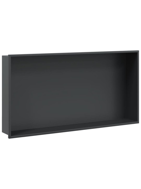 Suihkuhylly matta musta 62x32x9 cm ruostumaton teräs