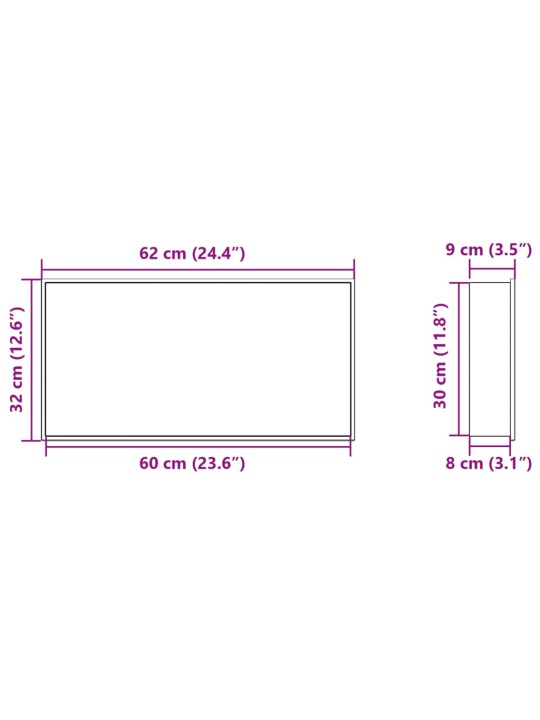 Suihkuhylly matta musta 62x32x9 cm ruostumaton teräs