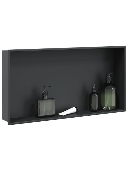 Suihkuhylly matta musta 62x32x9 cm ruostumaton teräs