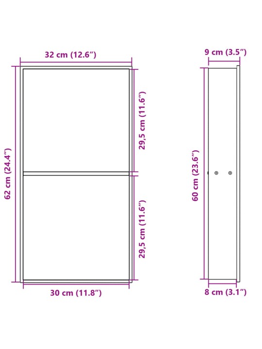 Suihkuhylly harjattu hopea 32x62x9 cm ruostumaton teräs