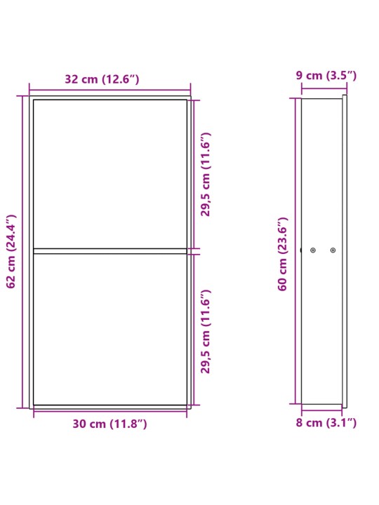 Suihkuhylly matta valkoinen 32x62x9 cm ruostumaton teräs