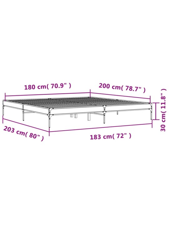 Sängynrunko savutammi 180x200 cm tekninen puu ja metalli