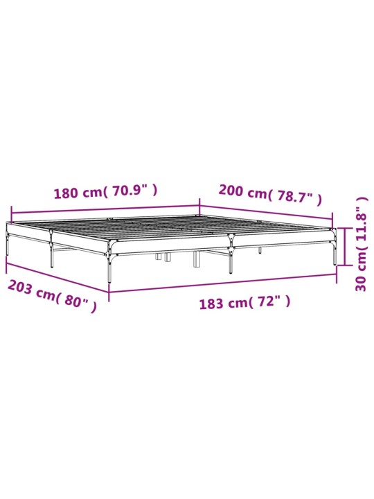Sängynrunko harmaa Sonoma 180x200 cm tekninen puu ja metalli