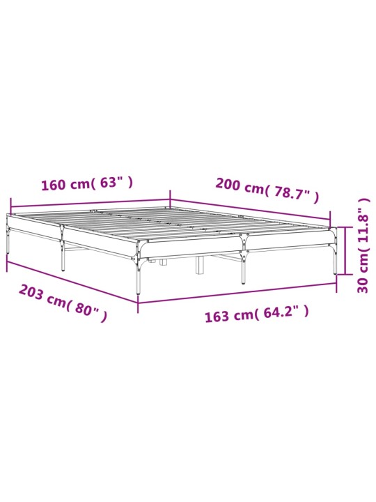 Sängynrunko savutammi 160x200 cm tekninen puu ja metalli