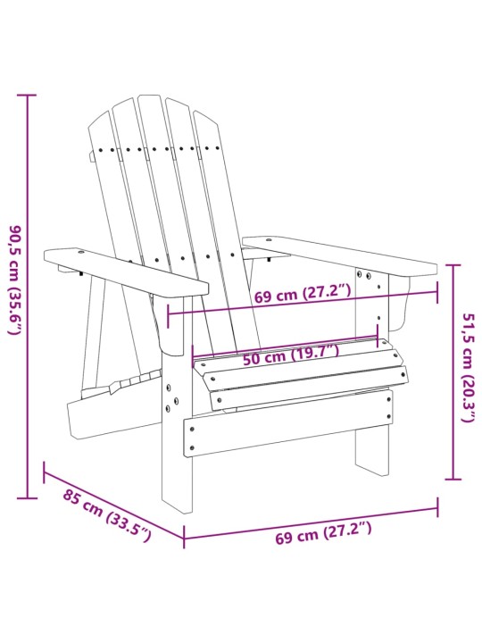 Adirondack tuoli harmaa 69x85x90,5 cm täysi kuusi