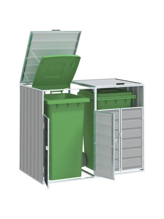 Wheelie bin säilytys double bins harmaa 144x81x113 cm teräs