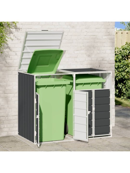 Wheelie bin säilytys double bins antrasiitti 144x81x113cm teräs