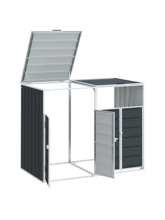 Wheelie bin säilytys double bins antrasiitti 144x81x113cm teräs