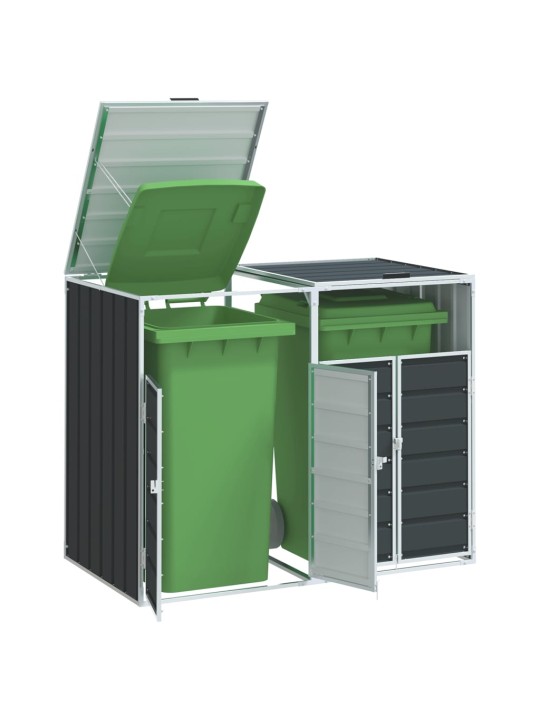 Wheelie bin säilytys double bins antrasiitti 144x81x113cm teräs