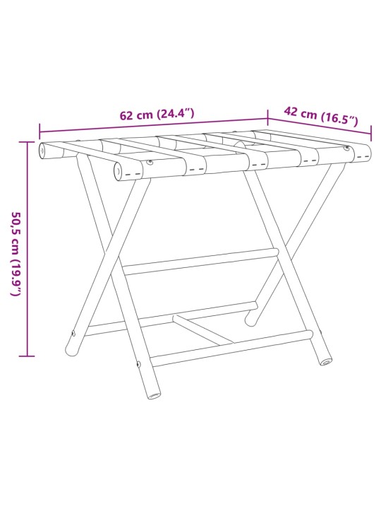 Kokoontaittuva matkalaukkuteline 62x42x50,5 cm bambu