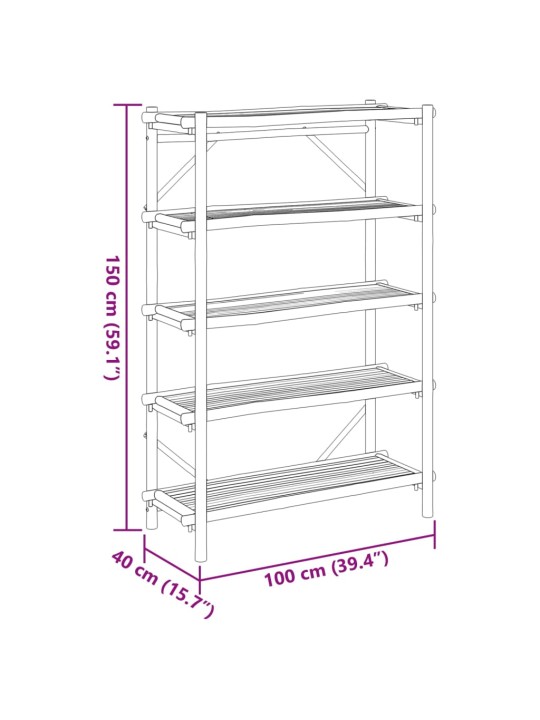 5-tasoinen Hylly 100x40x150 cm bambu