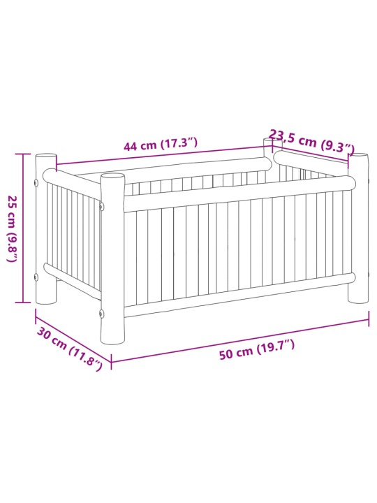 Kukkalaatikko 50x30x25 cm bambu